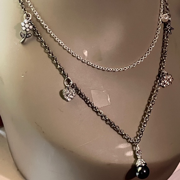 Silver and multiple pendants on a double 1- sp 20 and inside chain 16 3/4 “ - Picture 3 of 4